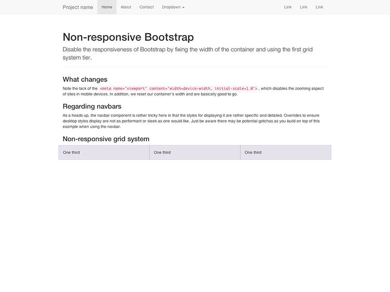 Non response. Styles Bootstrap non Responsive. Fixed Top Bootstrap. Less Bootstrap.